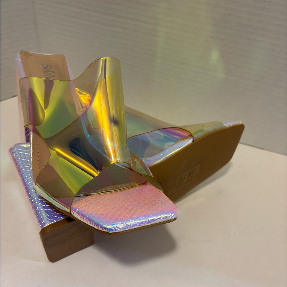 🔵Holographic BLOCK Heels BELLA MARIE - Picture 5 of 14